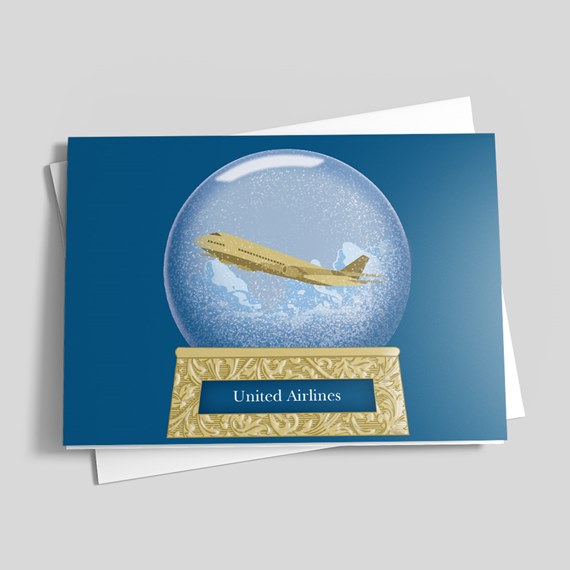 snow globe with airplane design, customizable text area