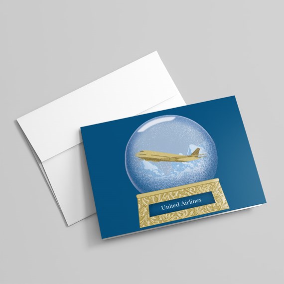 snow globe with airplane, customizable text area