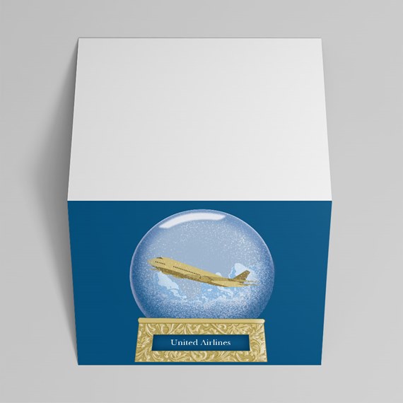 snow globe with airplane design, logo placeholder