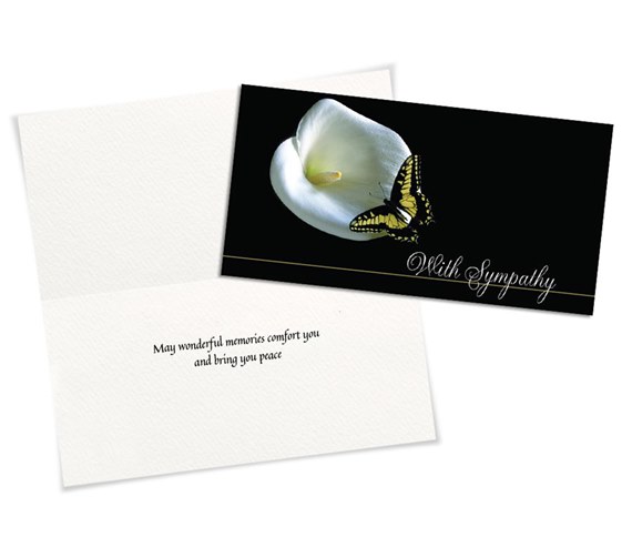 sympathy card with calla lily and butterfly design