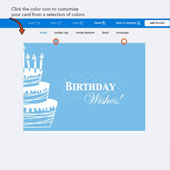 birthday card with cake and text