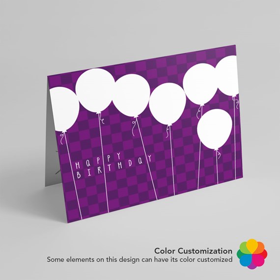 birthday card with balloons and text placeholder
