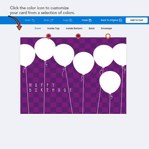 birthday card with balloons and checkered background
