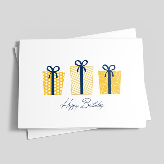 Yellow Gifts Birthday Card
