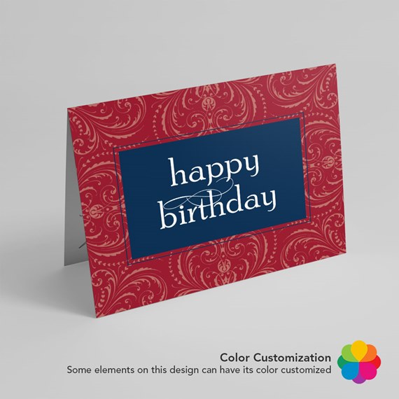 greeting card with paisley pattern and photo area