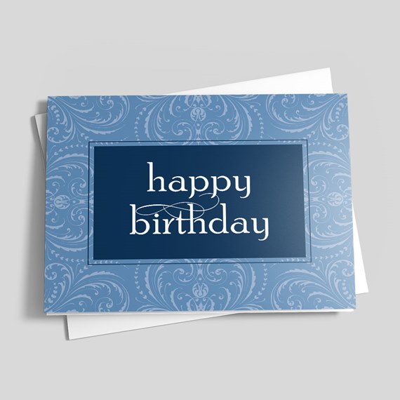 birthday card with ornate design and photo placeholder