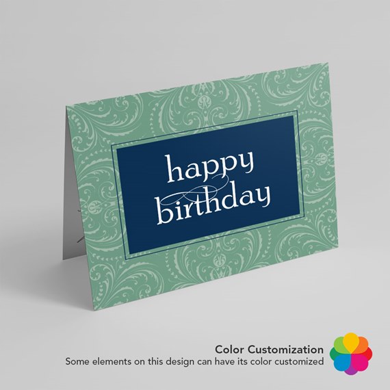 birthday card with paisley design and photo placeholder