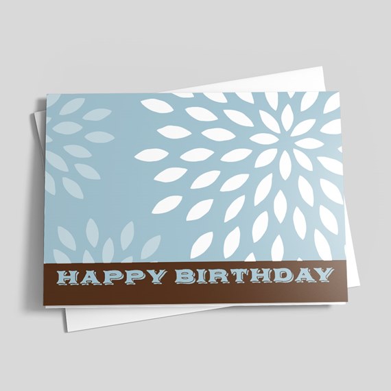 birthday card with leaf patterns and text area