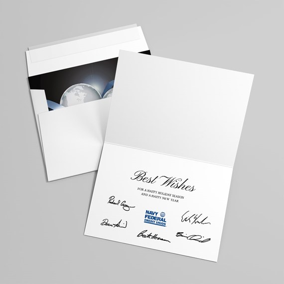 greeting card with globe design and message