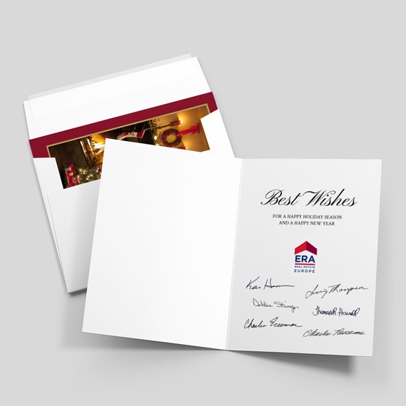 greeting card with photo placeholder and signatures