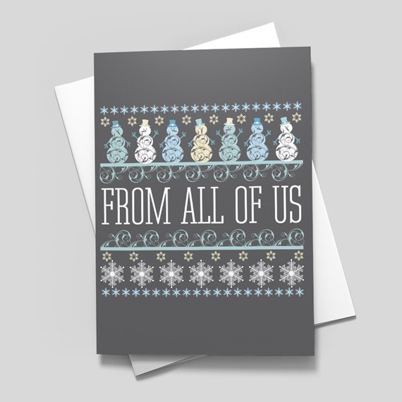 gray card with snowmen and text area