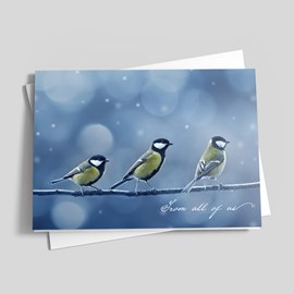 Three Chickadees Holiday Card