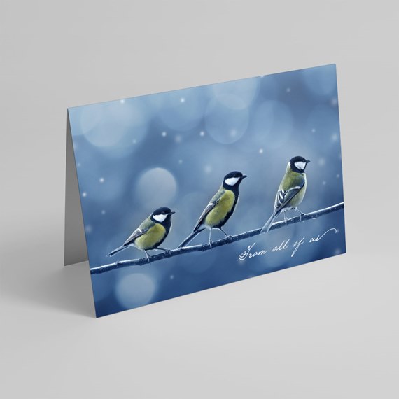 card with birds on branch and text placeholder