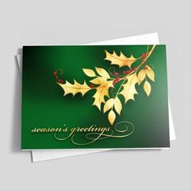 Golden Holly Holiday Card