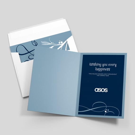 greeting card with decorative swirls and text