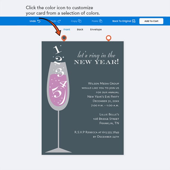 New Year invitation with champagne glass and numbers