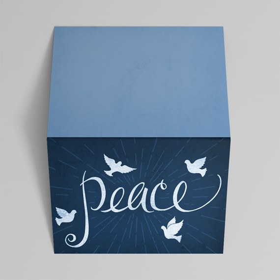decorative box with peace design and bird illustrations