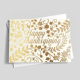 Golden Glitter Thanksgiving Card