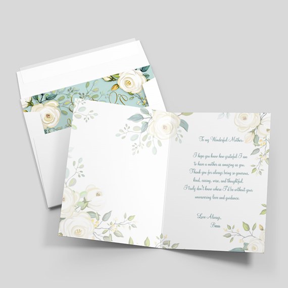 greeting card with floral design and message area