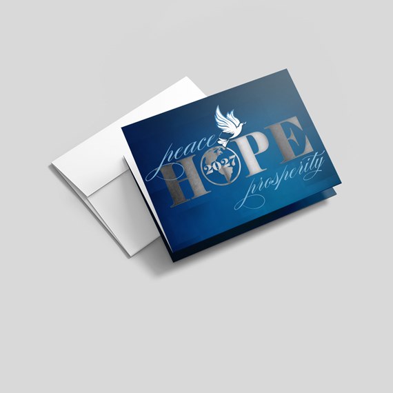 greeting card with dove and globe, text area