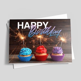 Cupcake Sparklers Birthday Card