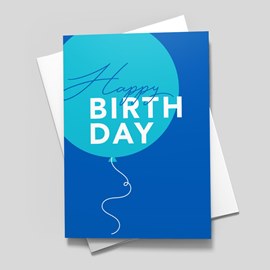 Blue Balloon Birthday Card