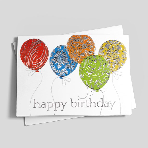 Silver Patterns Birthday Card